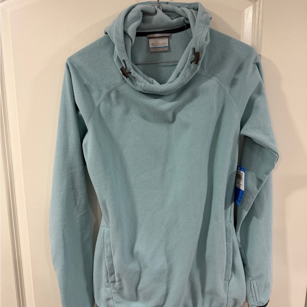 Columbia Omni-Wick Fleece Hoodie Pullover XS Aqua Blue Lightweight Active NWT - Picture 10 of 10